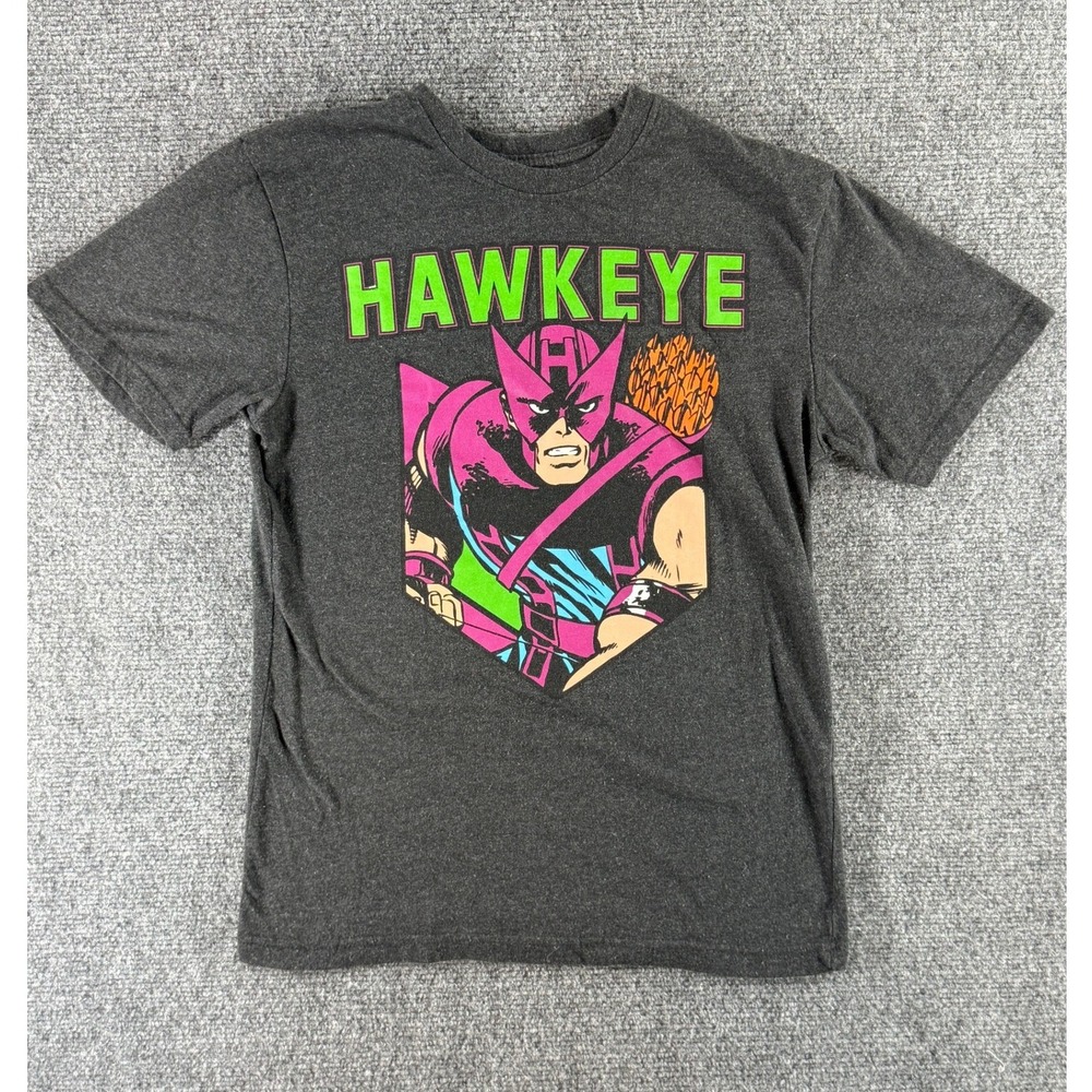 Marvel Hawkeye Graphic T-Shirt Kids Small Gray Avengers Comic Archer Tee